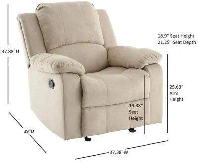 Comfort Pointe Troy Sand Microfiber Glider Rocker Recliner