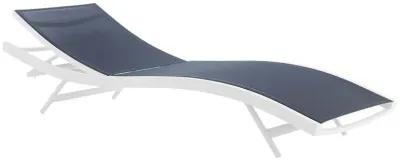 Glimpse Outdoor Patio Mesh Chaise Lounge Chair - White Navy