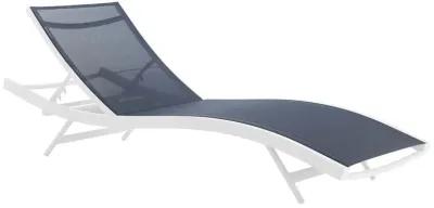 Glimpse Outdoor Patio Mesh Chaise Lounge Chair - White Navy