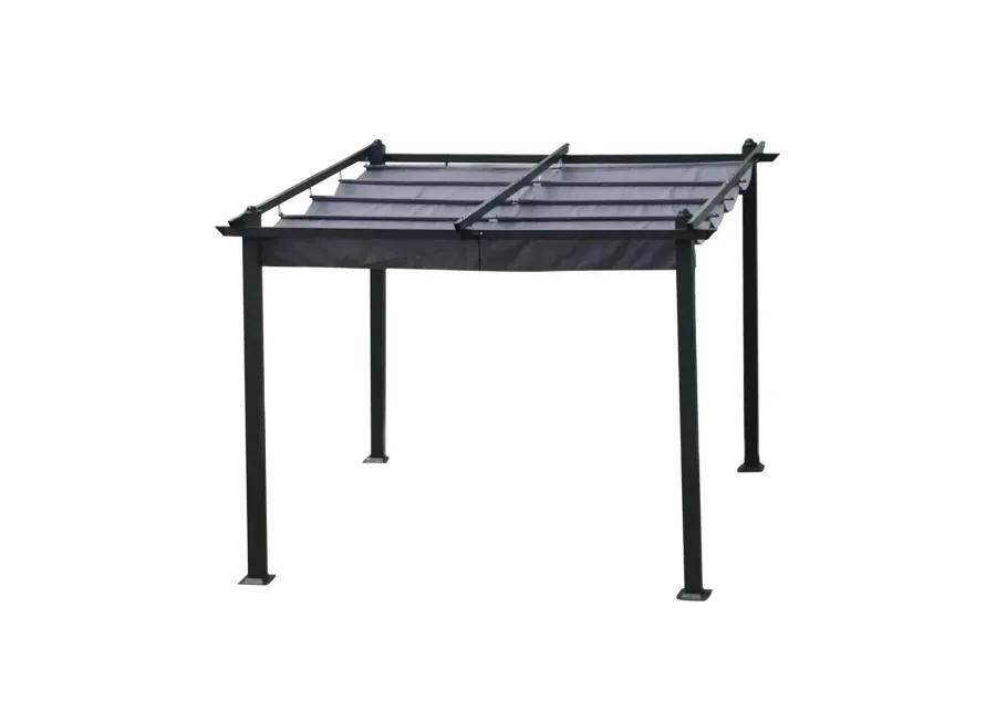 10x10 FT Outdoor Patio Retractable Pergola With Canopy For Gardens, Terrace