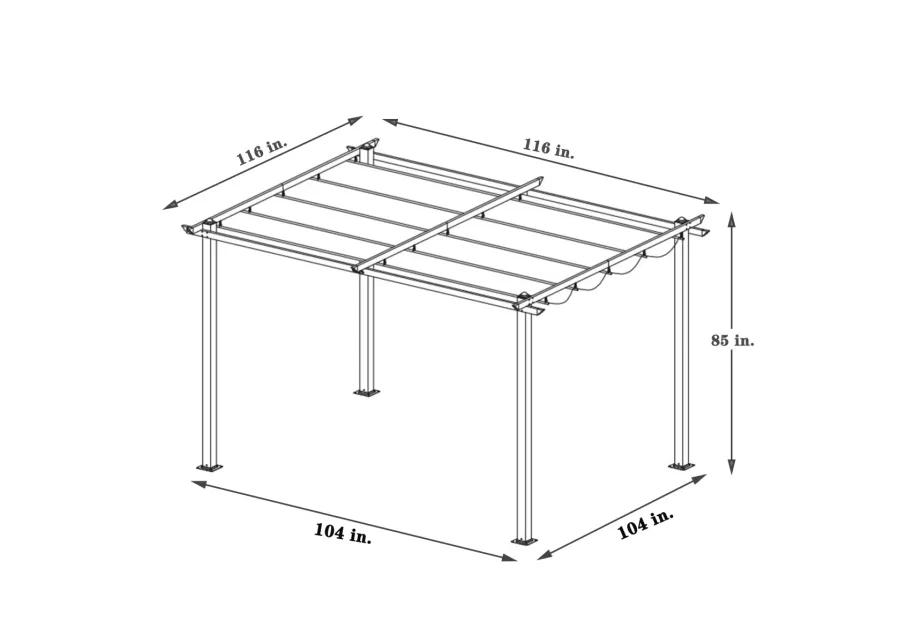 10x10 FT Outdoor Patio Retractable Pergola With Canopy For Gardens, Terrace