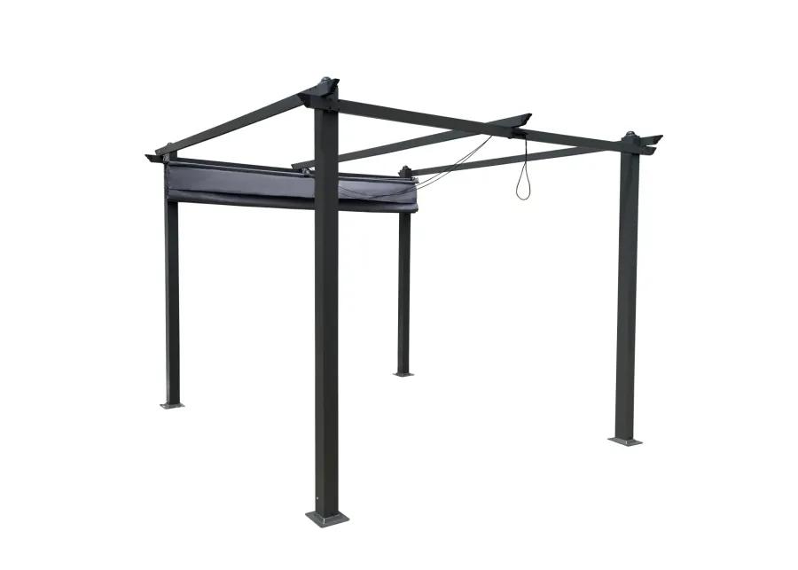 10x10 FT Outdoor Patio Retractable Pergola With Canopy For Gardens, Terrace