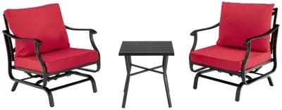 3 Piece Patio Rocking Chair Set with Coffee Table-Red