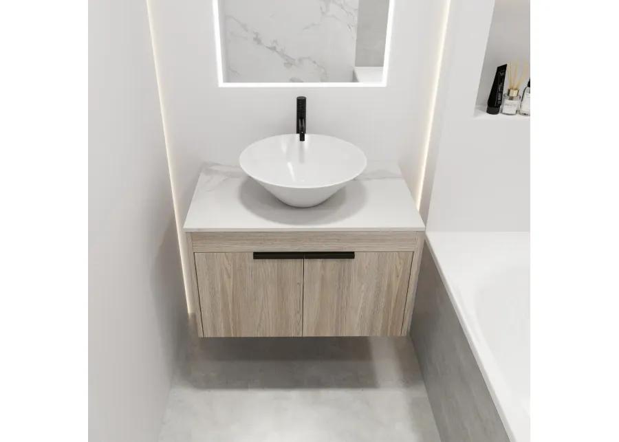 30" Modern Design Float Bathroom Vanity With Ceramic Basin Set