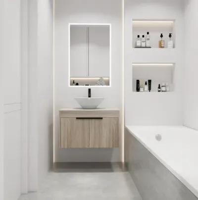 30" Modern Design Float Bathroom Vanity With Ceramic Basin Set