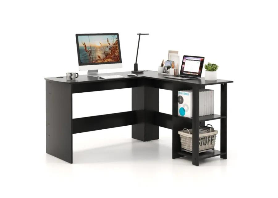 Hivvago Modern L-Shaped Computer Desk with Shelves