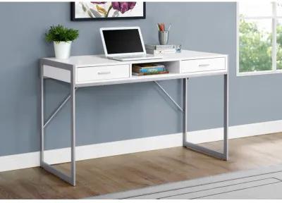 Monarch Specialties I 7364 Computer Desk, Home Office, Laptop, Storage Drawers, 48"L, Work, Metal, Laminate, White, Grey, Contemporary, Modern