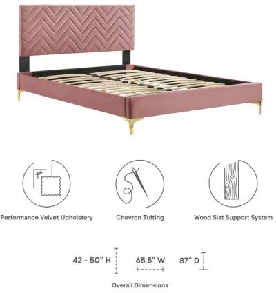 Modway - Leah Chevron Tufted Performance Velvet King Platform Bed