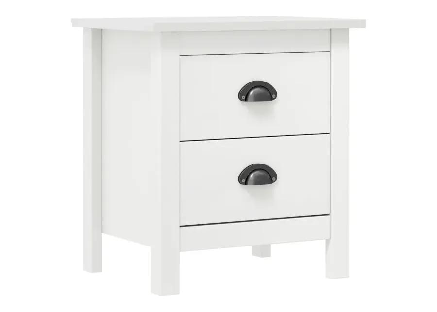 Bedside Cabinet Hill 2 pcs White 18.1"x13.8"x19.5" Solid Pine Wood