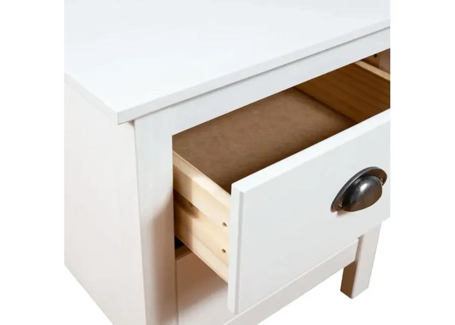 Bedside Cabinet Hill 2 pcs White 18.1"x13.8"x19.5" Solid Pine Wood