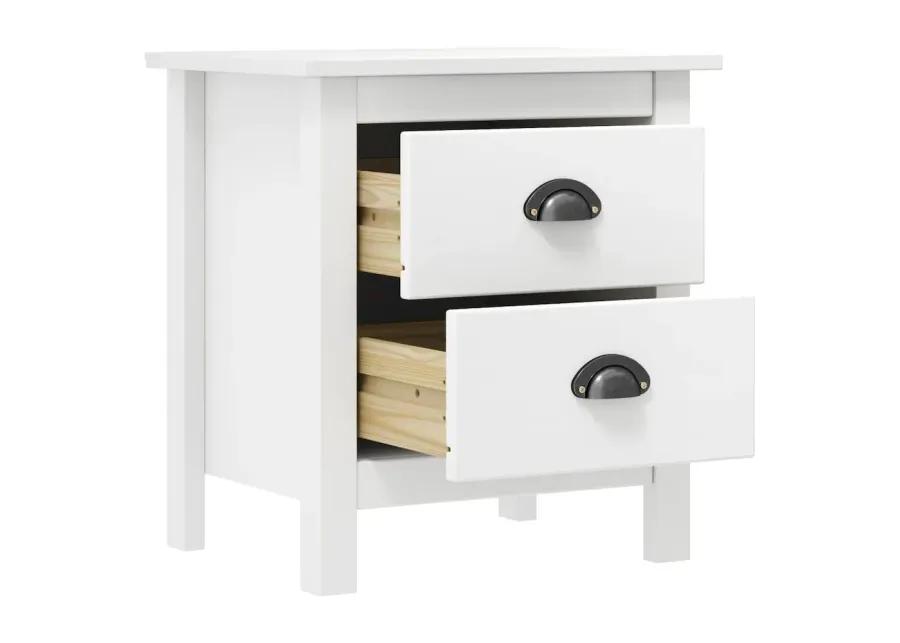 Bedside Cabinet Hill 2 pcs White 18.1"x13.8"x19.5" Solid Pine Wood