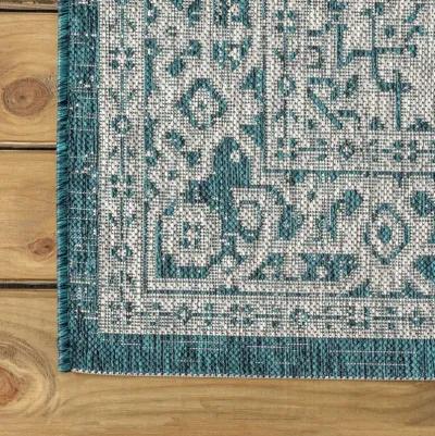 Sinjuri Medallion Textured Weave Indoor/Outdoor Area Rug