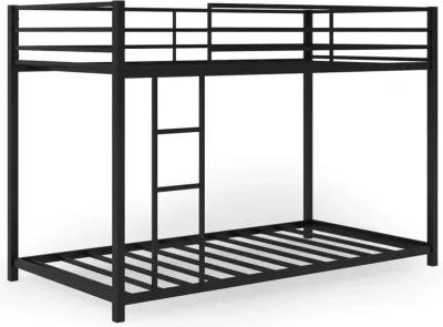 Sturdy Metal Bunk Bed Frame Twin Over Twin with Safety Guard Rails and Side Ladder