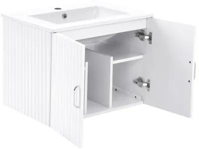 17.72 in. W x 23.62 in. D x 18.7 in. H Single Sink Bath Vanity with Pulls with White Ceramic Top