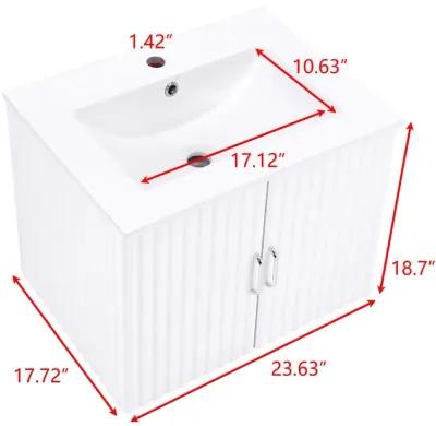 17.72 in. W x 23.62 in. D x 18.7 in. H Single Sink Bath Vanity with Pulls with White Ceramic Top