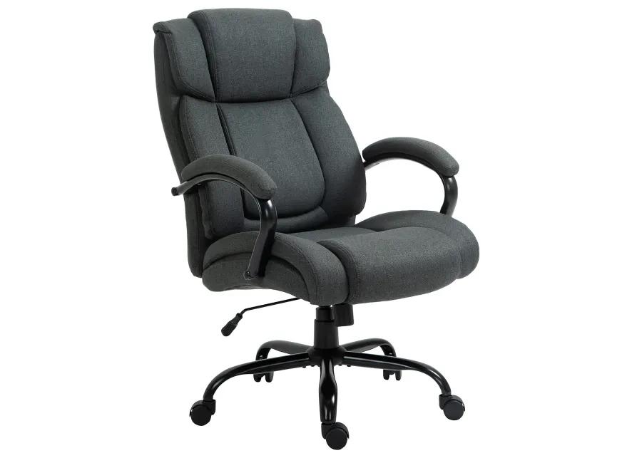 Vinsetto High Back Big and Tall Executive Office Chair 484lbs with Wide Seat, Computer Desk Chair with Linen Fabric, Adjustable Height, Swivel Wheels, Charcoal Grey