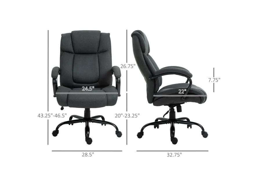 Vinsetto High Back Big and Tall Executive Office Chair 484lbs with Wide Seat, Computer Desk Chair with Linen Fabric, Adjustable Height, Swivel Wheels, Charcoal Grey