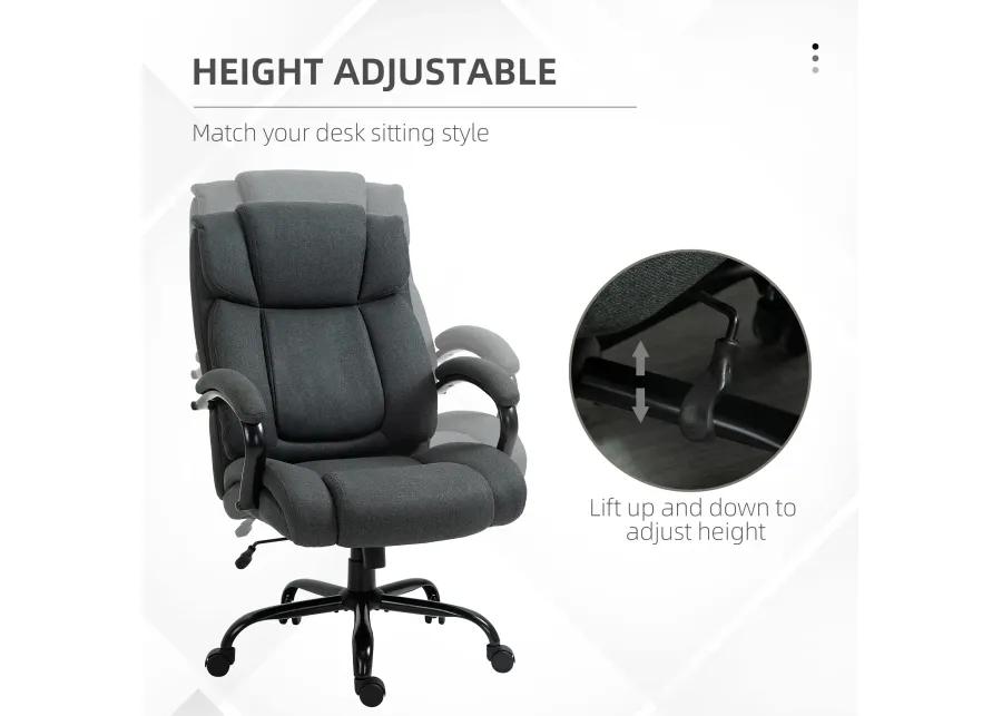 Vinsetto High Back Big and Tall Executive Office Chair 484lbs with Wide Seat, Computer Desk Chair with Linen Fabric, Adjustable Height, Swivel Wheels, Charcoal Grey