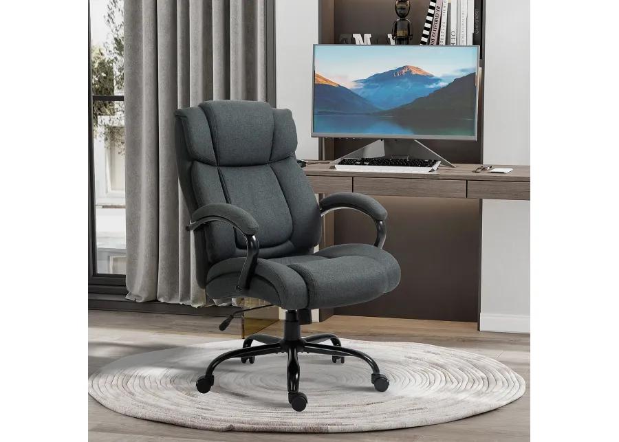 Vinsetto High Back Big and Tall Executive Office Chair 484lbs with Wide Seat, Computer Desk Chair with Linen Fabric, Adjustable Height, Swivel Wheels, Charcoal Grey