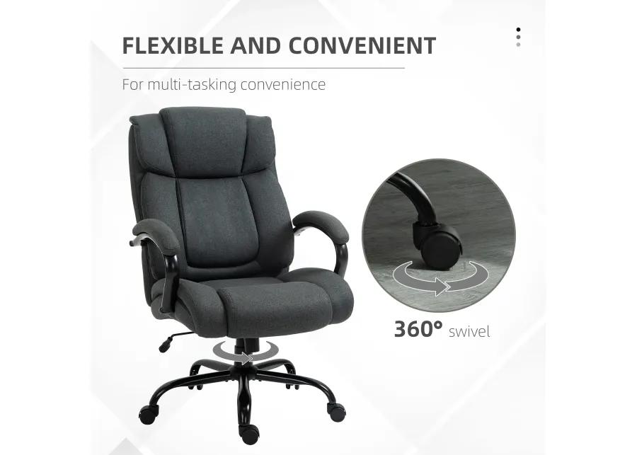 Vinsetto High Back Big and Tall Executive Office Chair 484lbs with Wide Seat, Computer Desk Chair with Linen Fabric, Adjustable Height, Swivel Wheels, Charcoal Grey