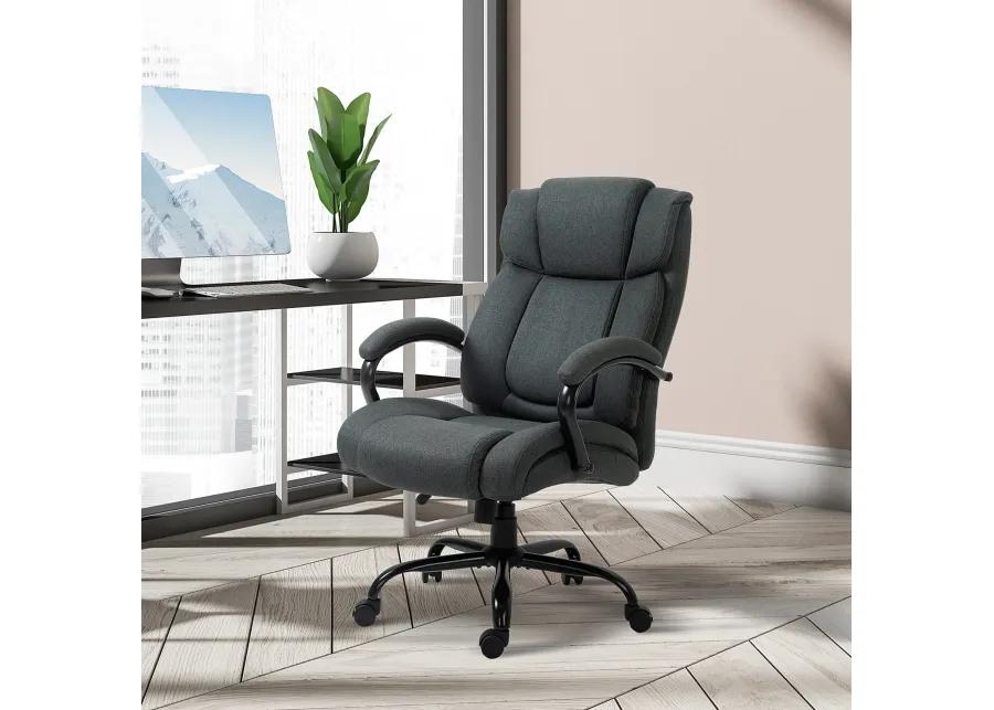 Vinsetto High Back Big and Tall Executive Office Chair 484lbs with Wide Seat, Computer Desk Chair with Linen Fabric, Adjustable Height, Swivel Wheels, Charcoal Grey