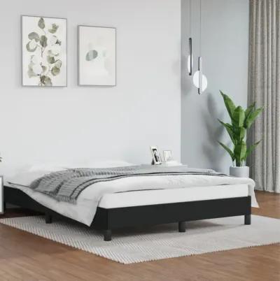 vidaXL Black Faux Leather Queen Bed Frame - Sturdy and Stylish, Ideal for 59.8"x79.9" Mattress, Engineered Wood, and Plywood Construction