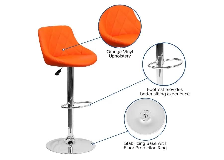 Flash Furniture Vinyl Adjustable Height Barstool, 1 Pack, Orange