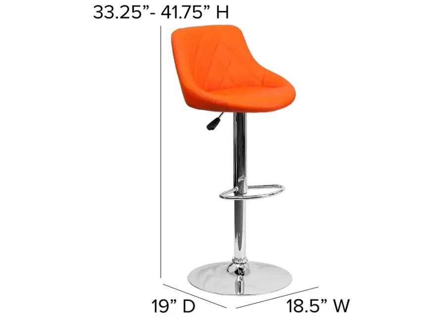 Flash Furniture Vinyl Adjustable Height Barstool, 1 Pack, Orange