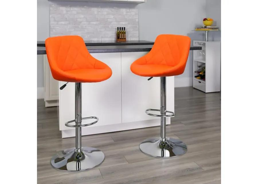 Flash Furniture Vinyl Adjustable Height Barstool, 1 Pack, Orange