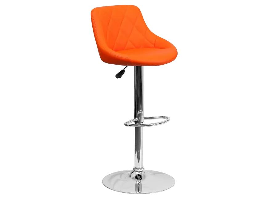 Flash Furniture Vinyl Adjustable Height Barstool, 1 Pack, Orange