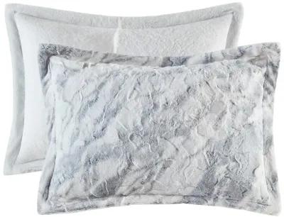 Gracie Mills Katheryn Abstract Marble Faux Fur Comforter Set