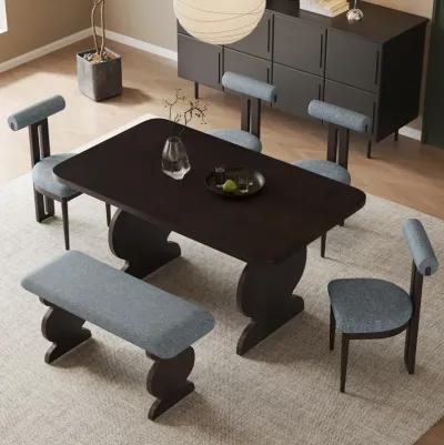 Merax 6-Piece Mid-Century Modern Dining Set