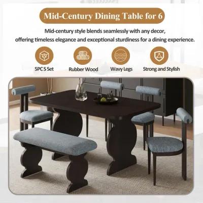 Merax 6-Piece Mid-Century Modern Dining Set