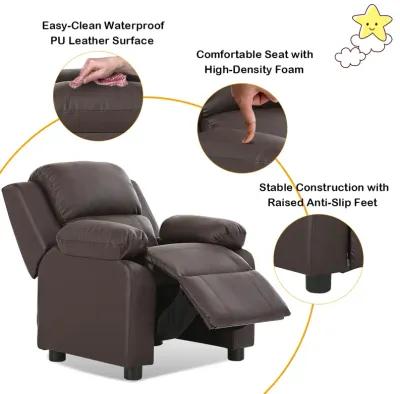 Kids Deluxe Headrest  Recliner Sofa Chair with Storage Arms