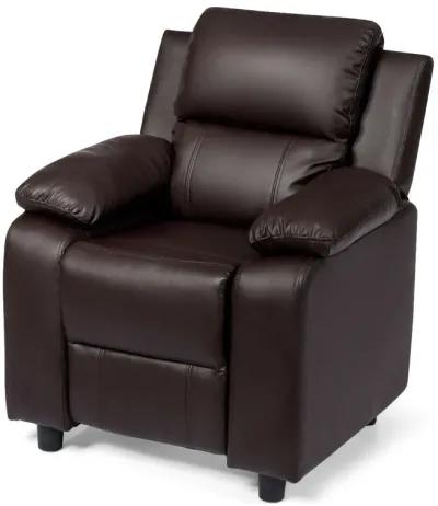 Kids Deluxe Headrest  Recliner Sofa Chair with Storage Arms