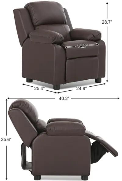 Kids Deluxe Headrest  Recliner Sofa Chair with Storage Arms