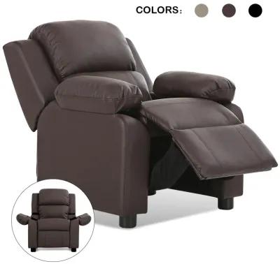 Kids Deluxe Headrest  Recliner Sofa Chair with Storage Arms