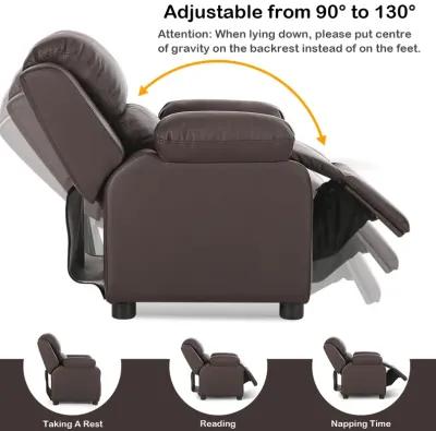 Kids Deluxe Headrest  Recliner Sofa Chair with Storage Arms