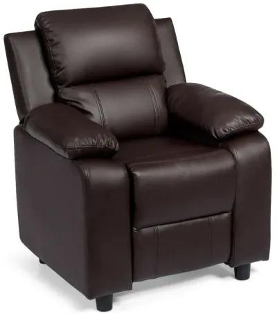 Kids Deluxe Headrest  Recliner Sofa Chair with Storage Arms