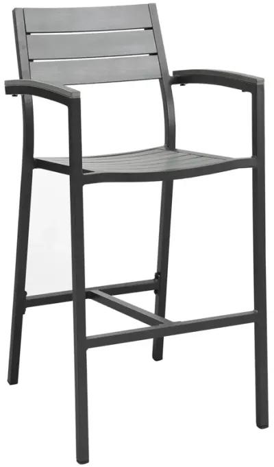 Modway Maine Aluminum Outdoor Patio Bar Stool in Brown Gray