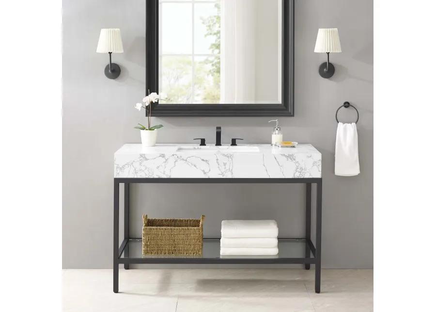 Kingsley 50" Black Stainless Steel Bathroom Vanity