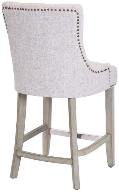 WestinTrends 24" Linen Fabric Tufted Upholstered Counter Stool