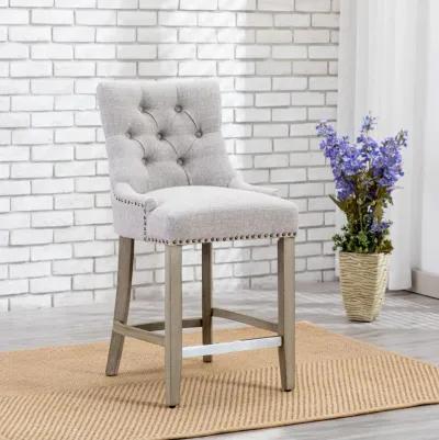 WestinTrends 24" Linen Fabric Tufted Upholstered Counter Stool