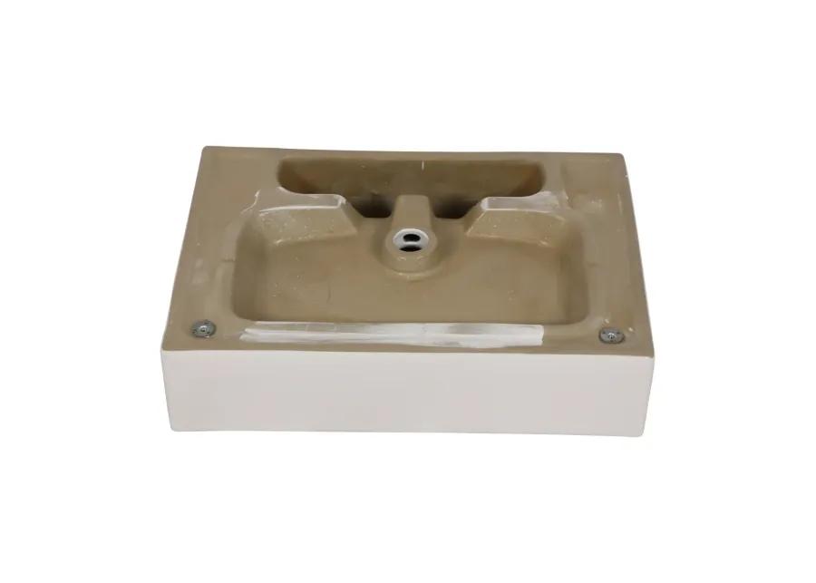 24" Bathroom Console Sink With Overflow, Ceramic Console Sink White Basin Gold Legs