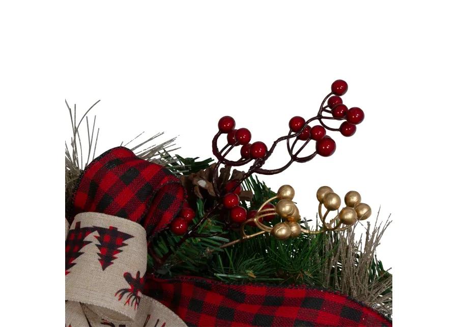 Bows and Berries Artificial Christmas Wreaths - 24-Inch  Unlit