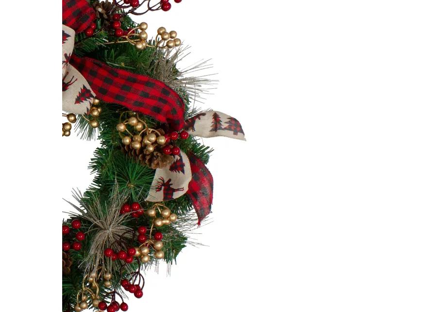 Bows and Berries Artificial Christmas Wreaths - 24-Inch  Unlit