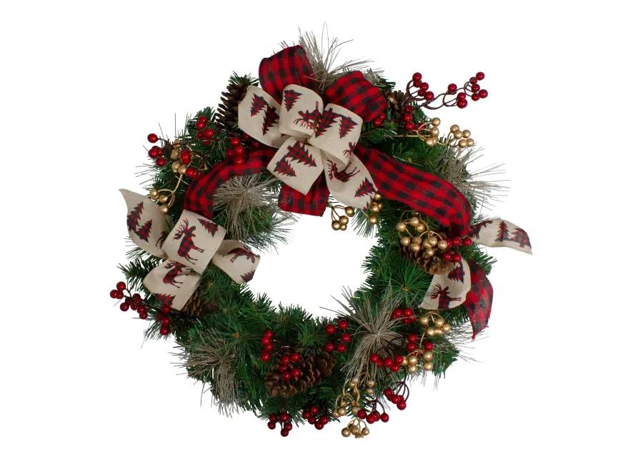 Bows and Berries Artificial Christmas Wreaths - 24-Inch  Unlit