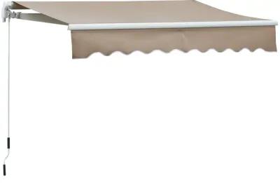 Outsunny 8' x 7' Patio Retractable Awning, Manual Exterior Sun Shade Deck Window Cover, Brown