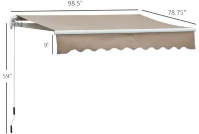 Outsunny 8' x 7' Patio Retractable Awning, Manual Exterior Sun Shade Deck Window Cover, Brown