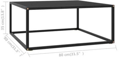 vidaXL - Modern Black Coffee Table with Tempered Glass - Durable Powder-Coated Steel Frame - Easy to Clean 31.5"x31.5"x13.8"